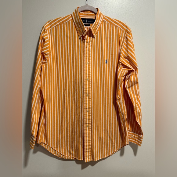 Ralph Lauren Size L Orange stripped Button down - Picture 1 of 3